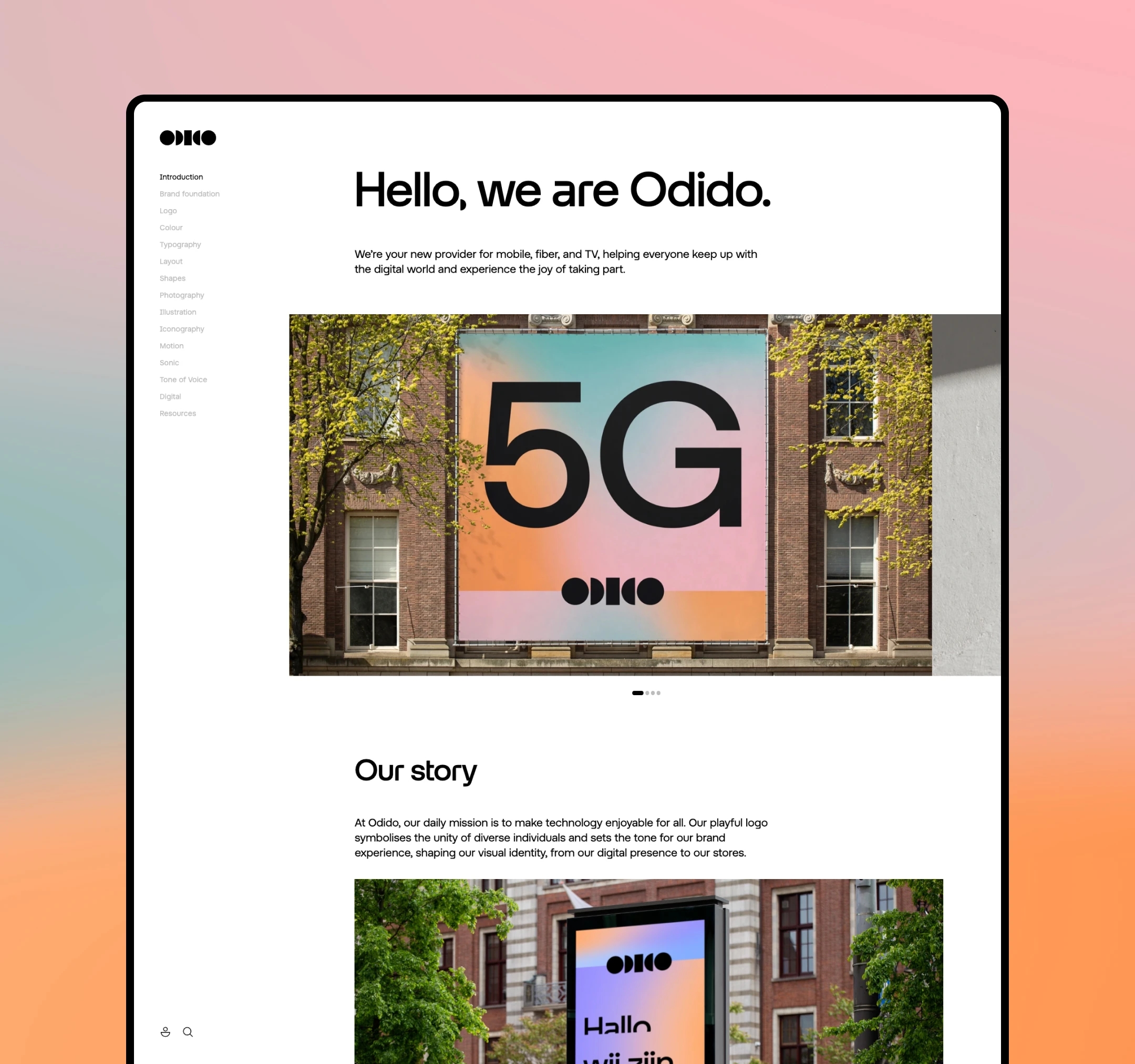 Odido desktop interface
